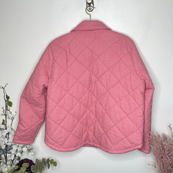 BODEN Broderie Quilted Embroidered Eyelet Cotton Jacket Pink Sz 14 Plus - Picture 4 of 6